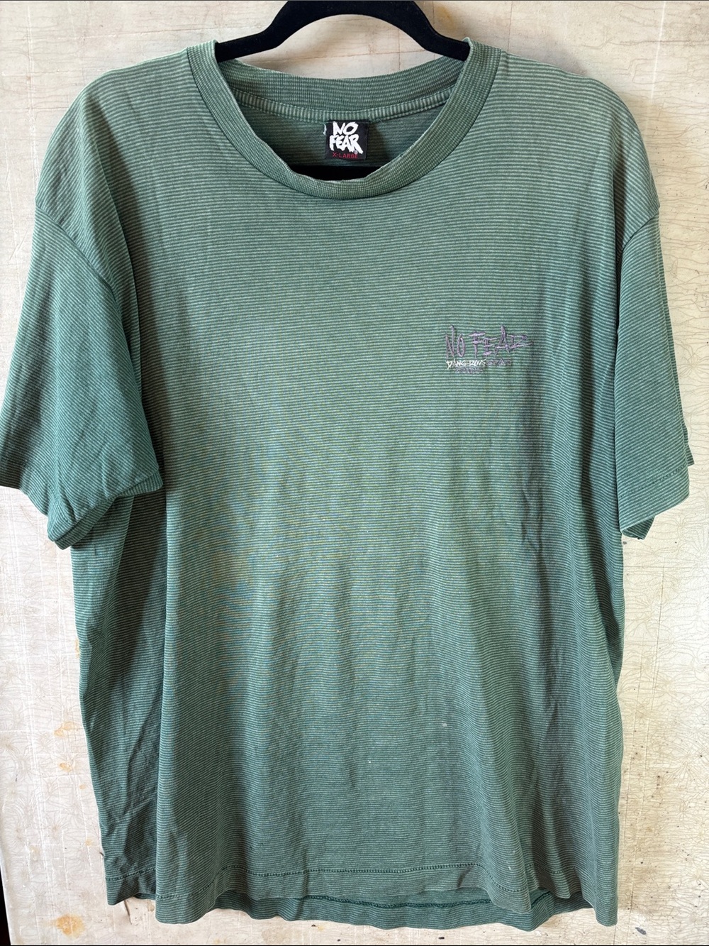 Vintage 90’s No Fear Men's Short-Sleeve Tee in Olive